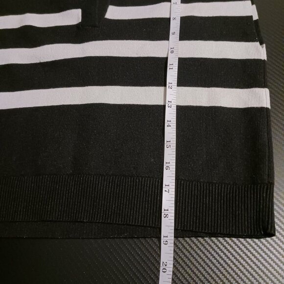 English Factory Squre Style Black & White Stripe Split Neck Collared Knit Top XS - Picture 12 of 12